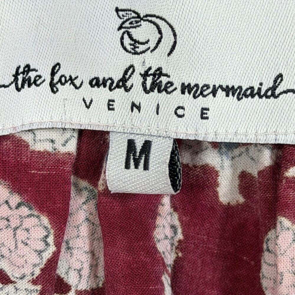 Fox and the Mermaid Women Medium Red Short Sleeve Cottagecore Boho Maxi Dress - Picture 3 of 11